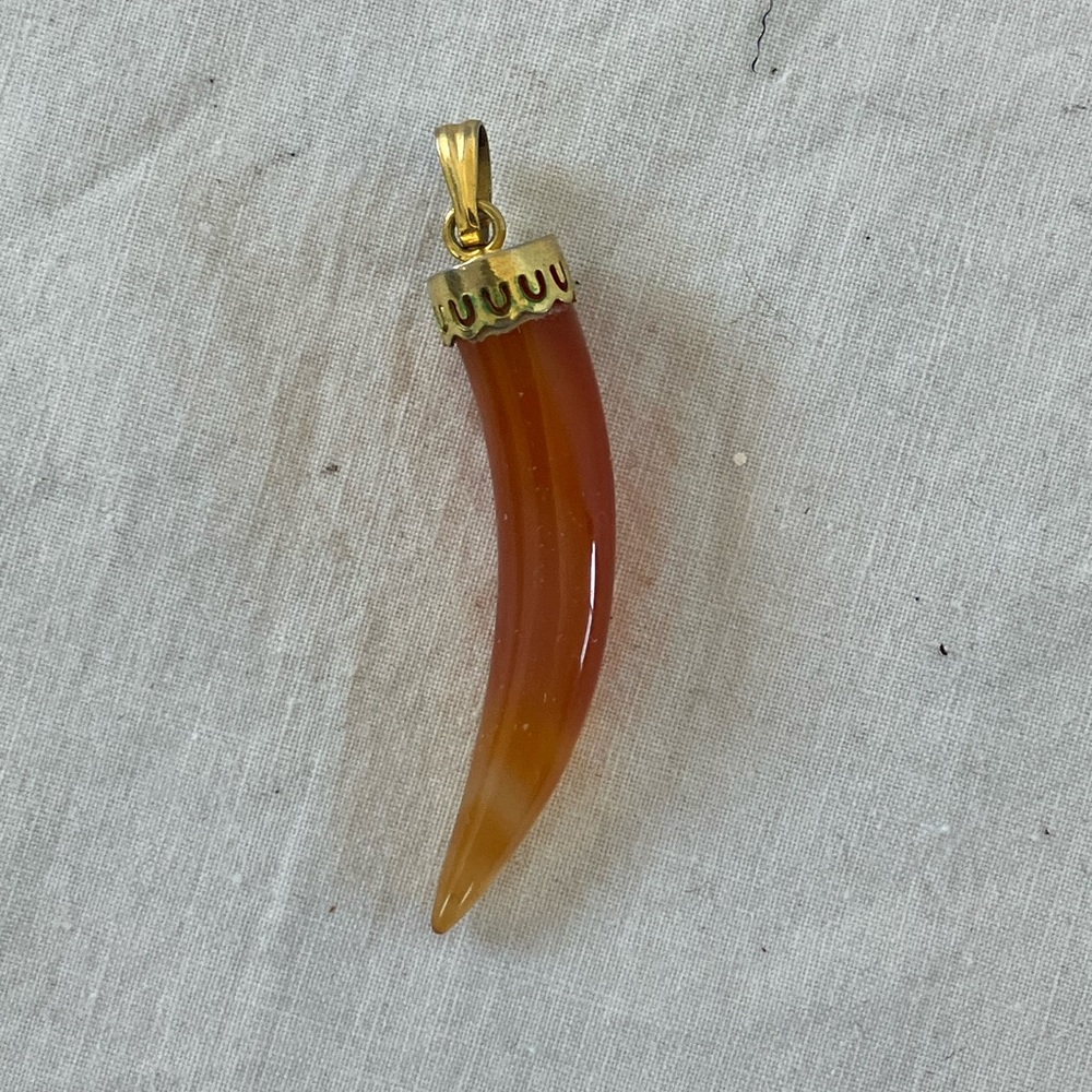 Vintage Red Jade Tooth Charm